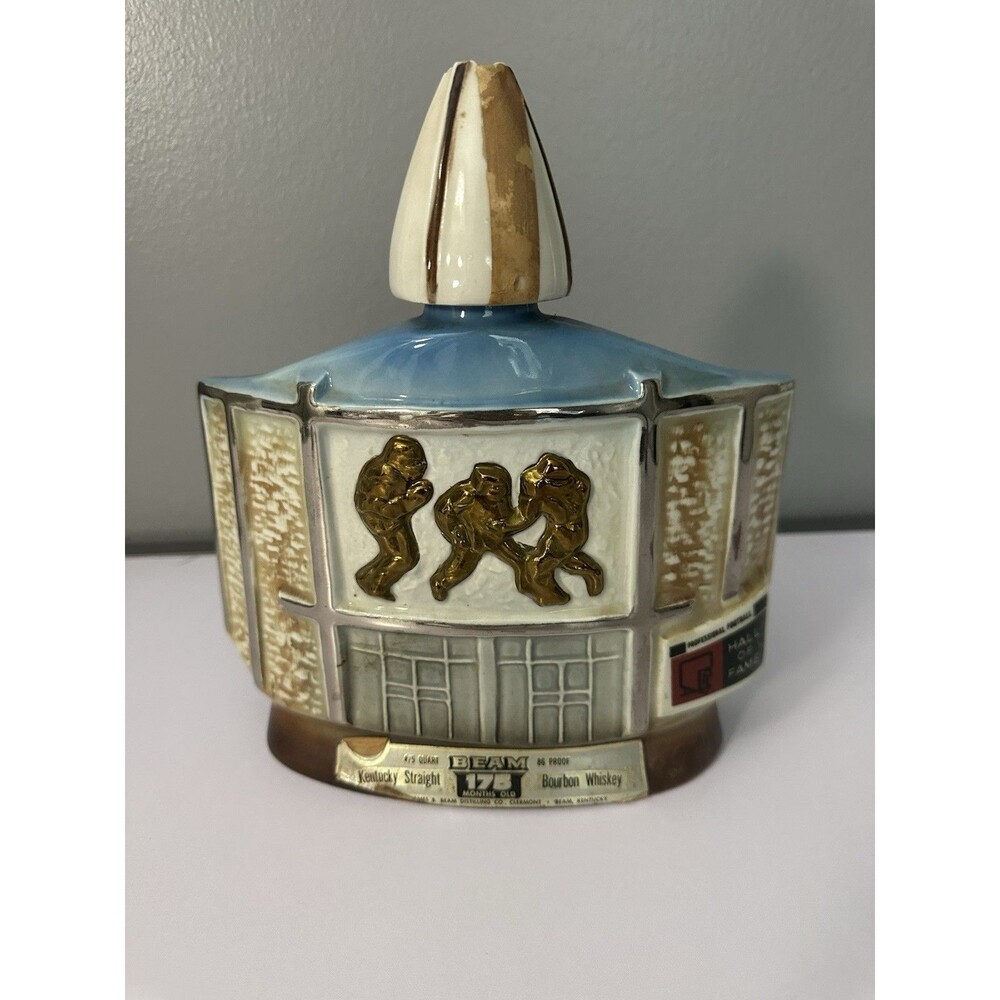 Vintage Jim Beam 1972 NFL Pro Football Hall of Fame Decanter Canton Ohio